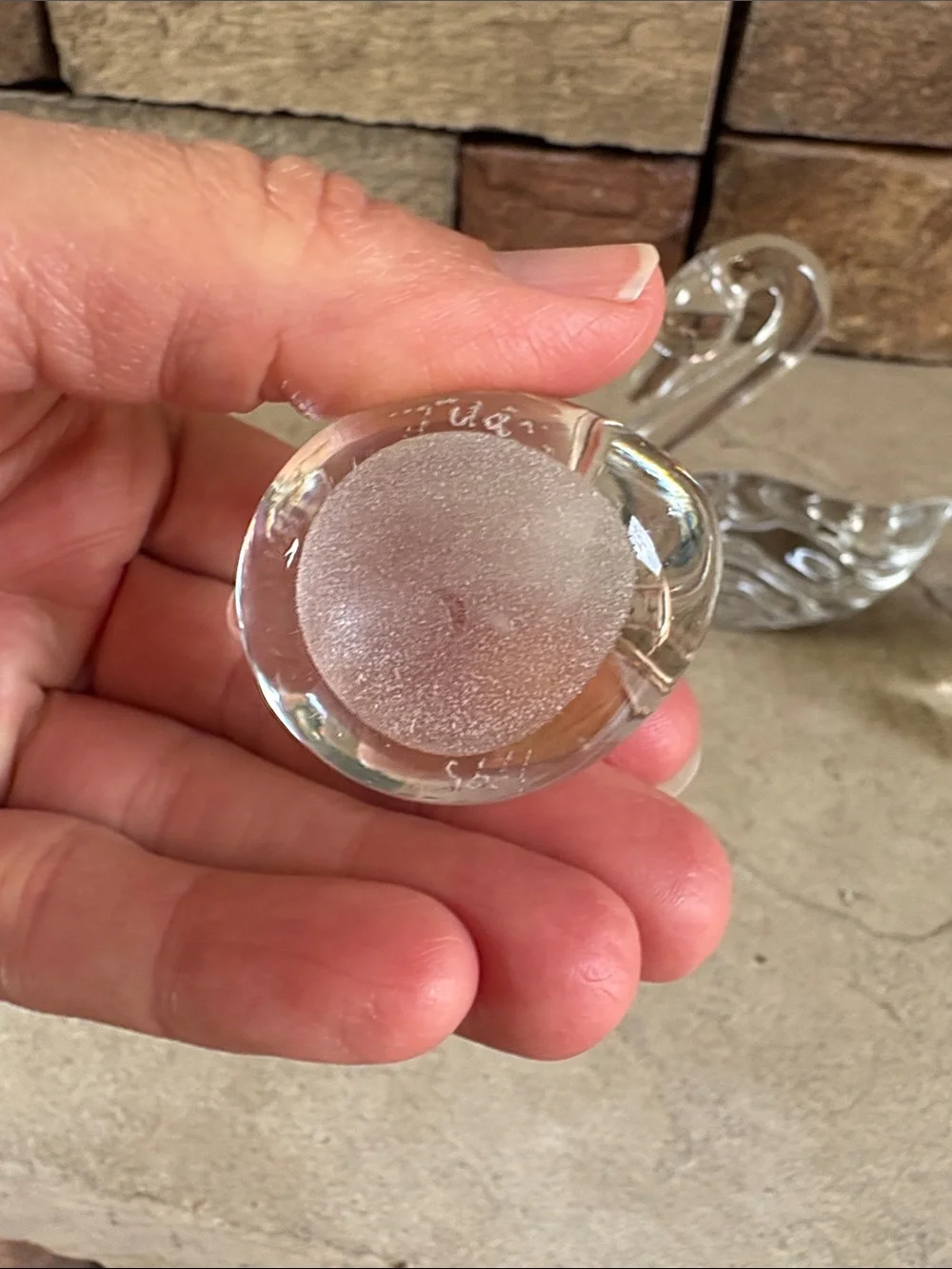 Set of 3 clear blown glass swans